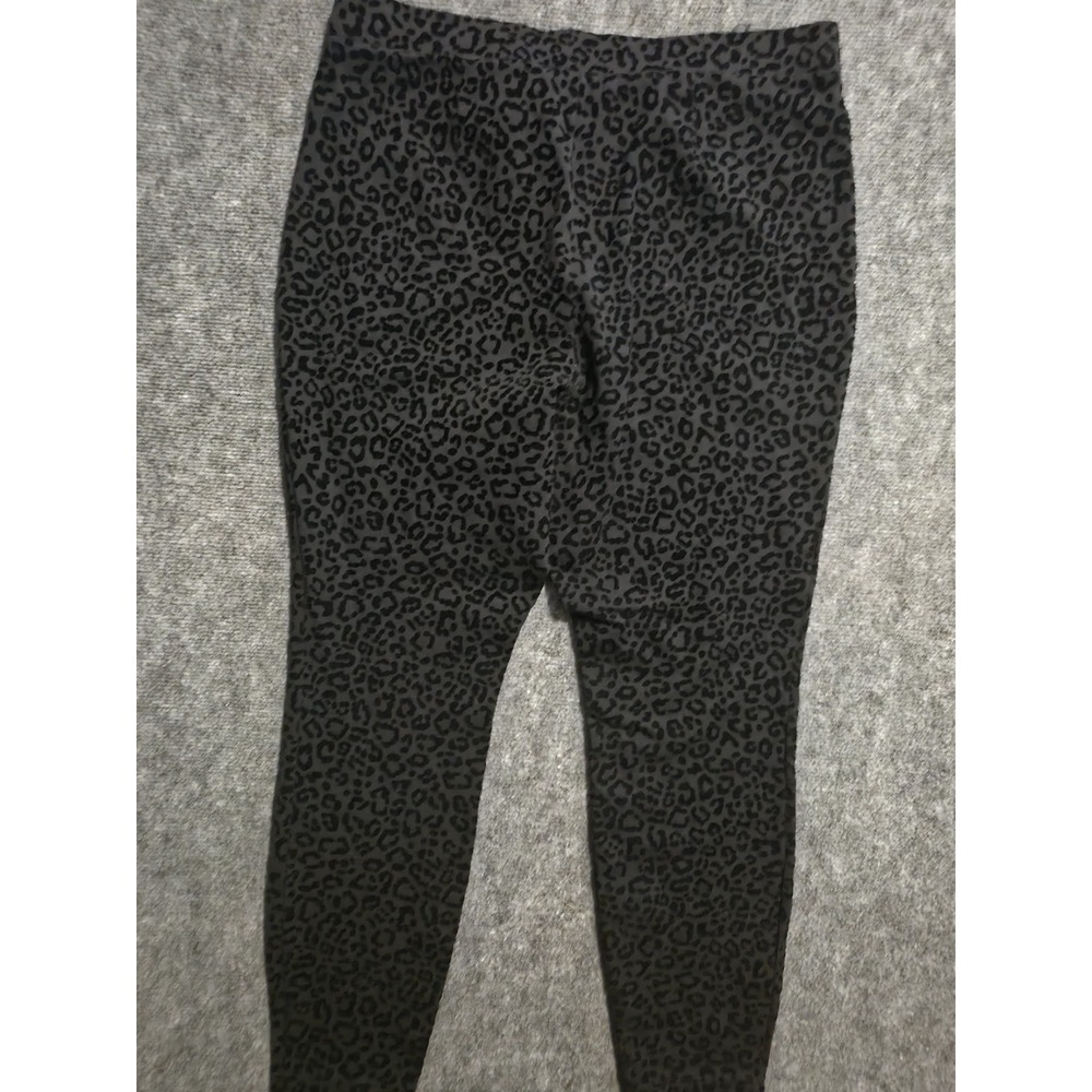 Maison Jules Womens 1X Black Gray Leopard Print Fitted Stretch Pants Leggings - Picture 3 of 6